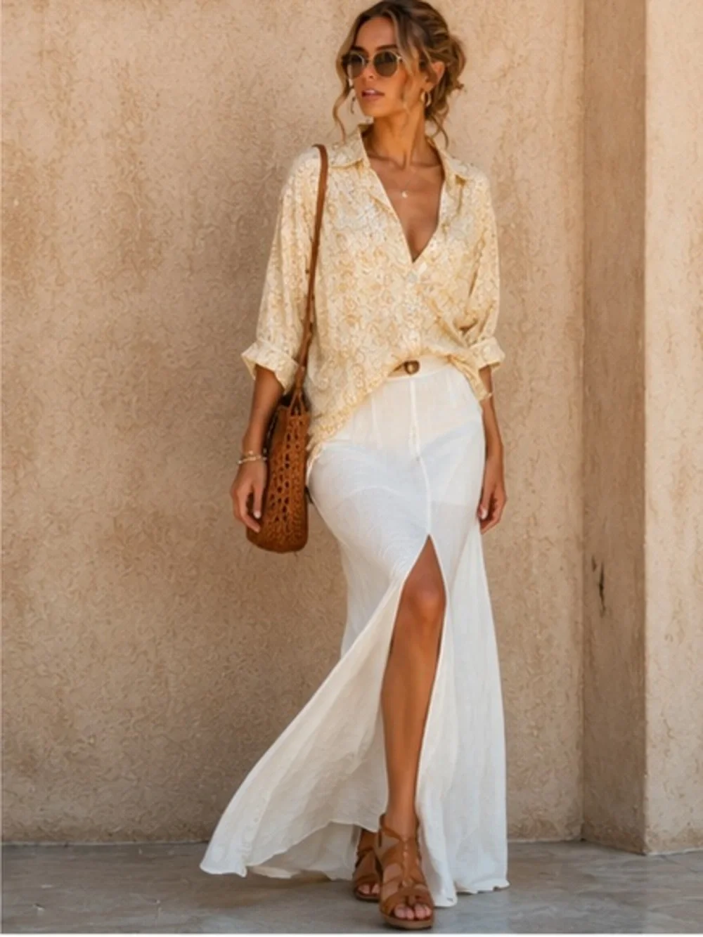Show Me Your Mumu Johns Desert Yellow Snake Print Button Down Top Shirt XS